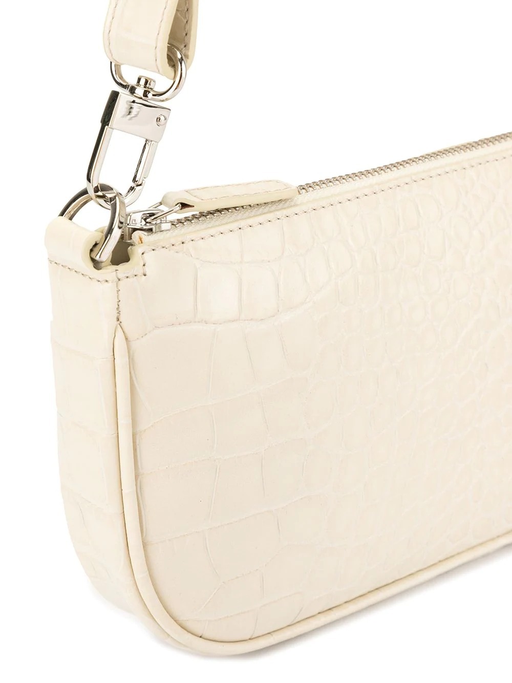 By Far Rachel Crocodile-embossed Shoulder Bag In White