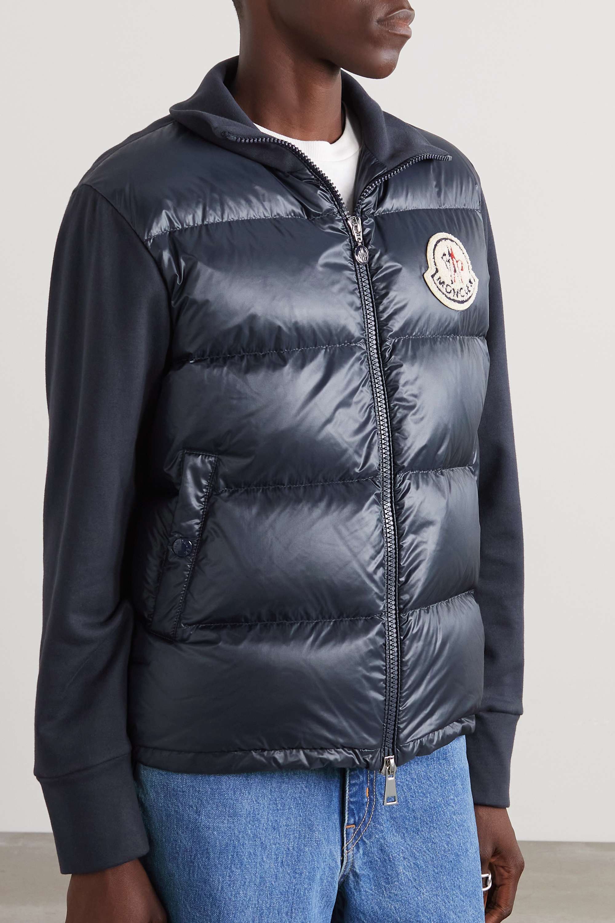 Moncler Stitched Quilted Down Jacket In Black