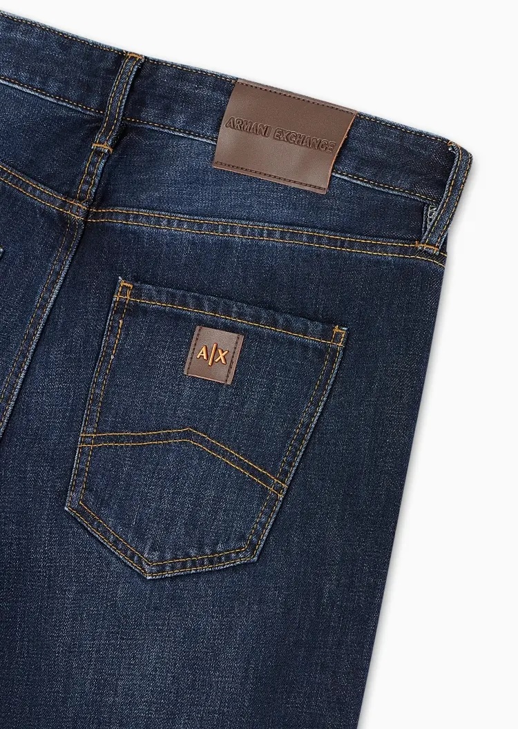 Armani Exchange Low-waist Button Denim Trousers In Blue