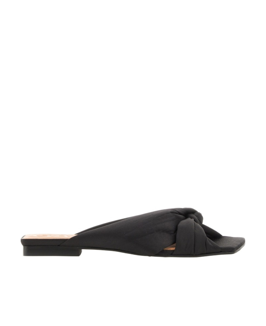 Ganni 20mm Open-toe Satin Slides In Black