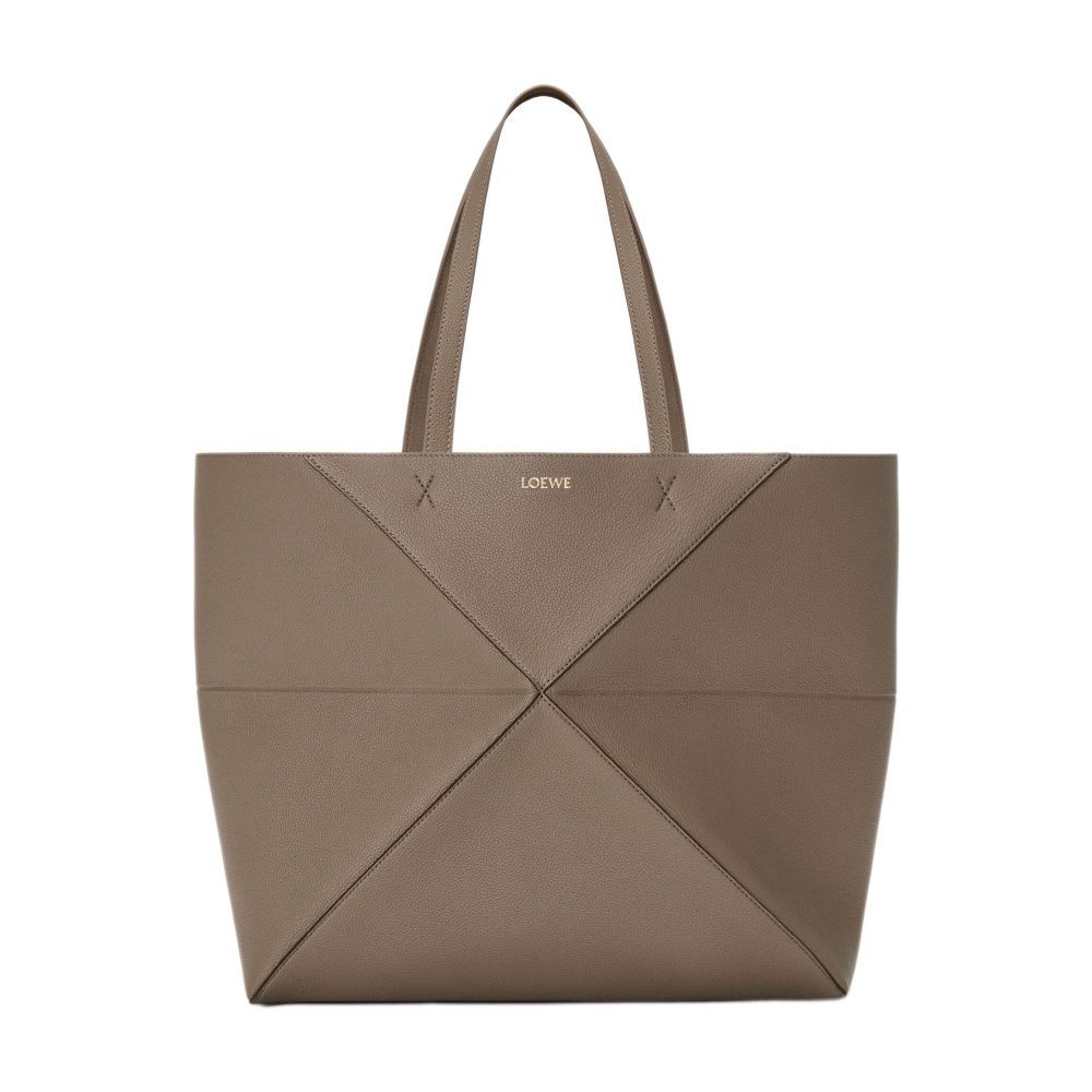 Loewe Large Puzzle Fold Tote Bag In Brown