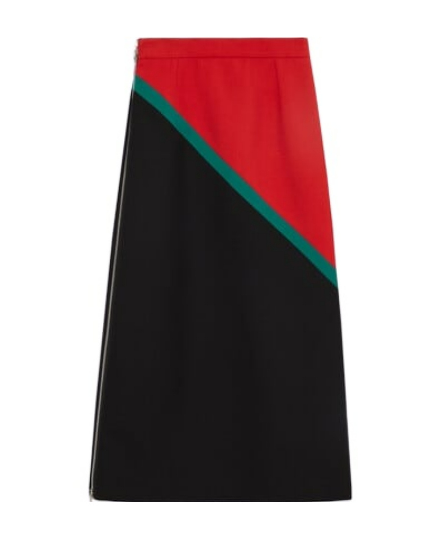 Gucci Diagonal Stripe Wool Skirt In Black