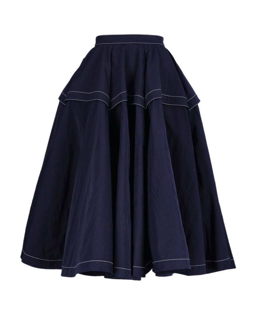 Bottega Veneta Panelled Flared Midi Skirt In Blue