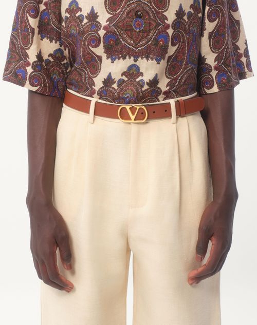Valentino Leather Belt With Adjustable Length And Reversible In Brown