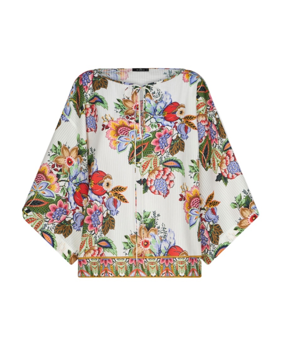 Etro Tie-detailed Floral-print Cotton And Silk-blend Voile Blouse In Multicolor