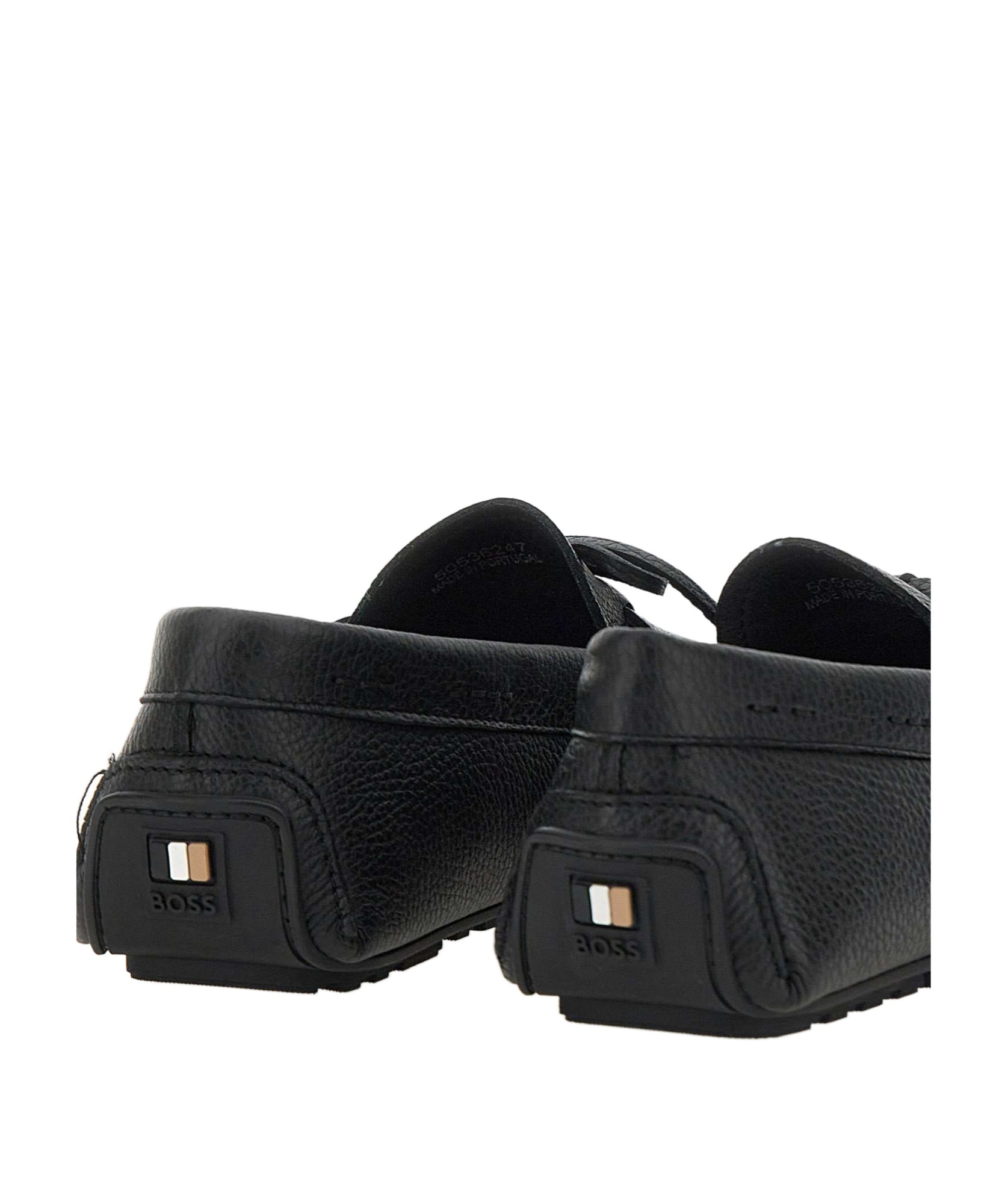 Hugo Boss Logo-embossed Boat Shoes In Black