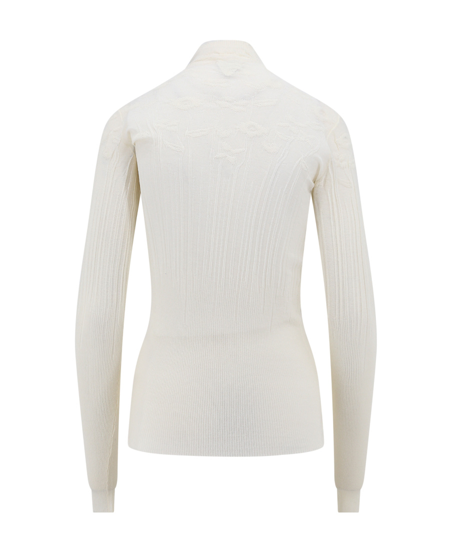 Bottega Veneta Cotton Blend Top With Floral Embroidery In White