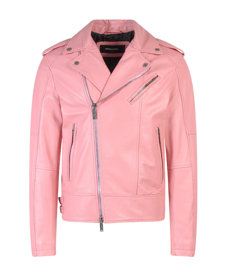 Dsquared2 Leather Biker Jacket In Pink