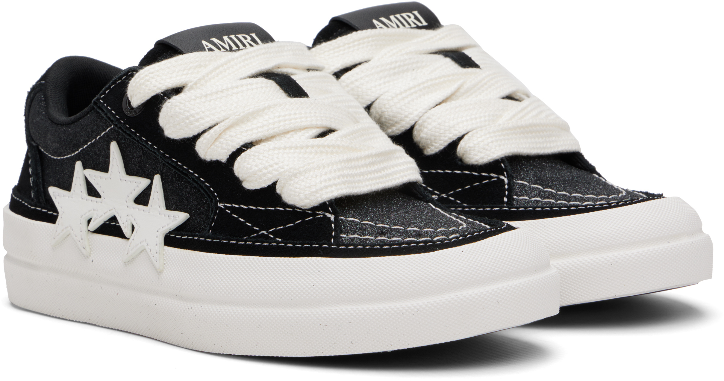 Amiri Low-top Suede And Sequined Canvas Sneakers In Black