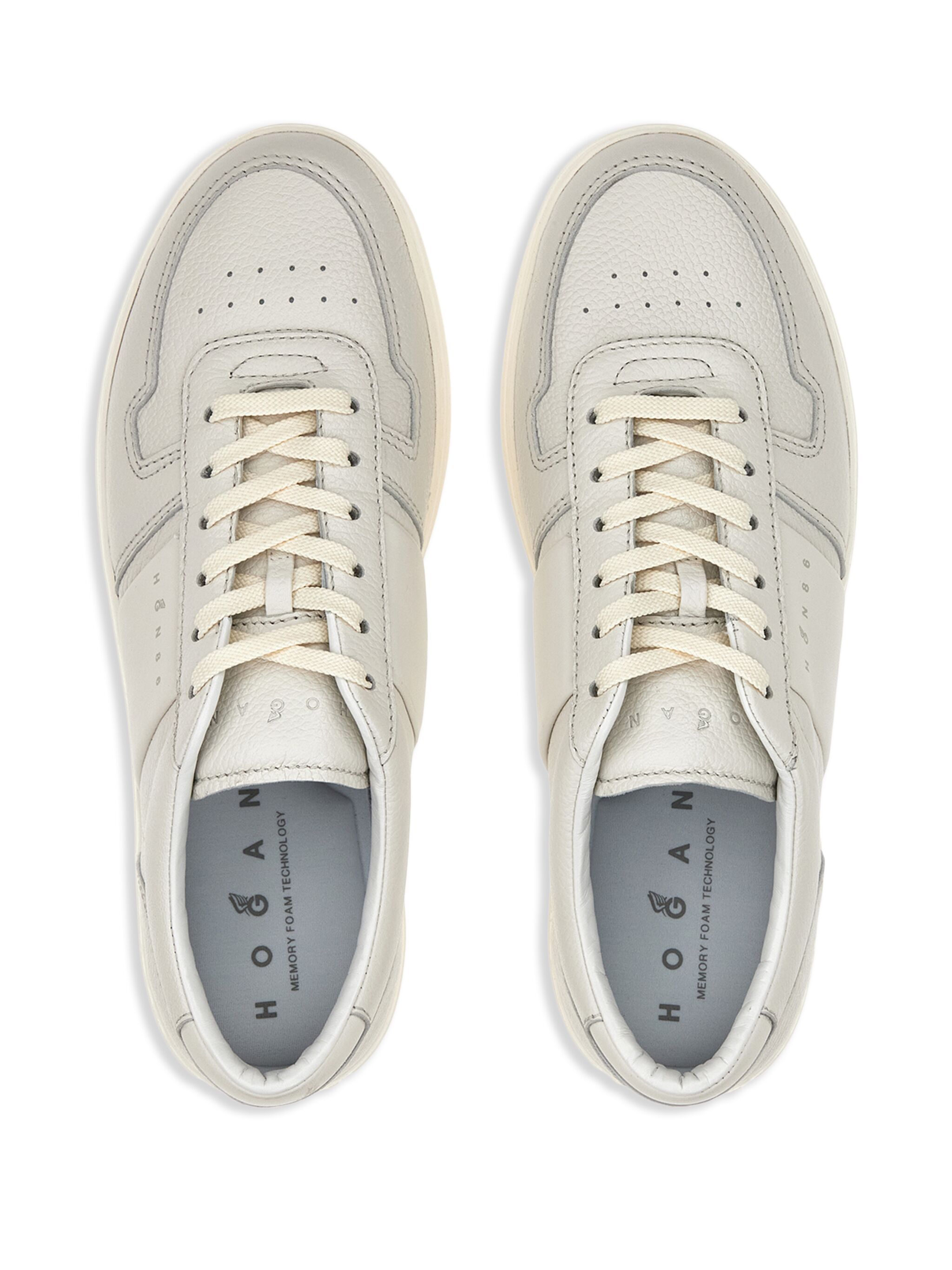 Hogan Smooth And Suede Leather H-tv Sneakers In White