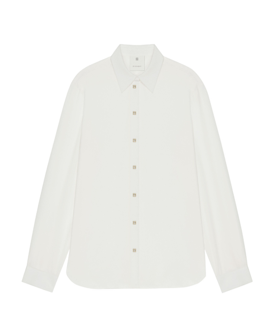 Givenchy Long-sleeve Silk Shirt In White