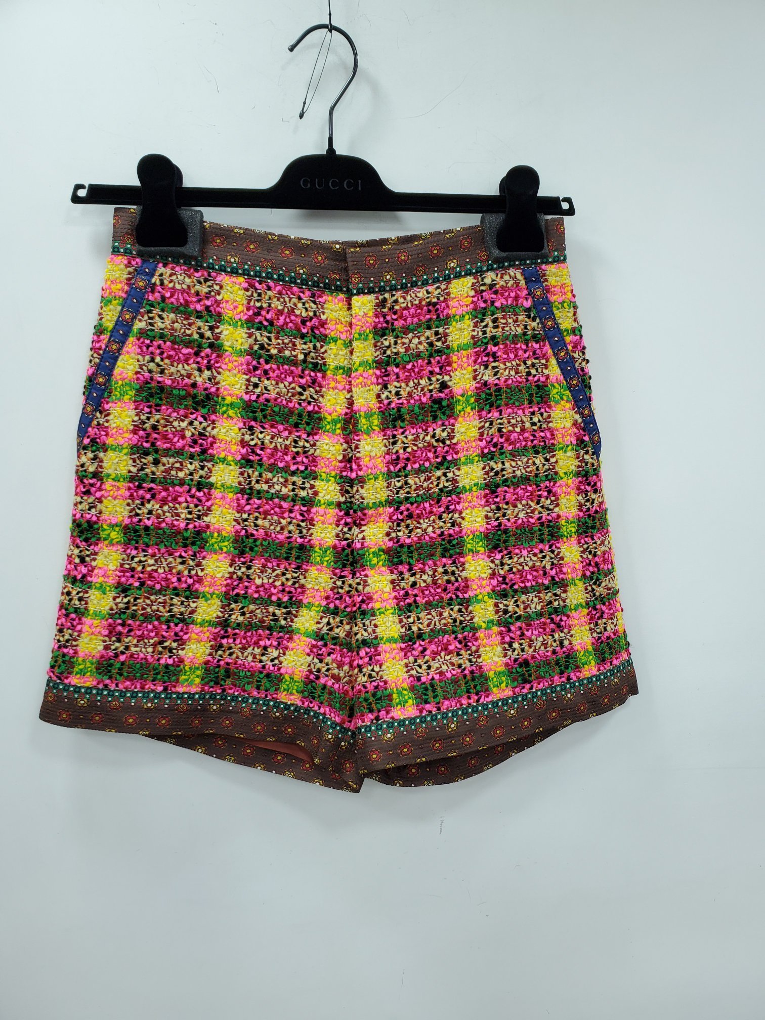 Gucci Checked Tweed Shorts In Brown
