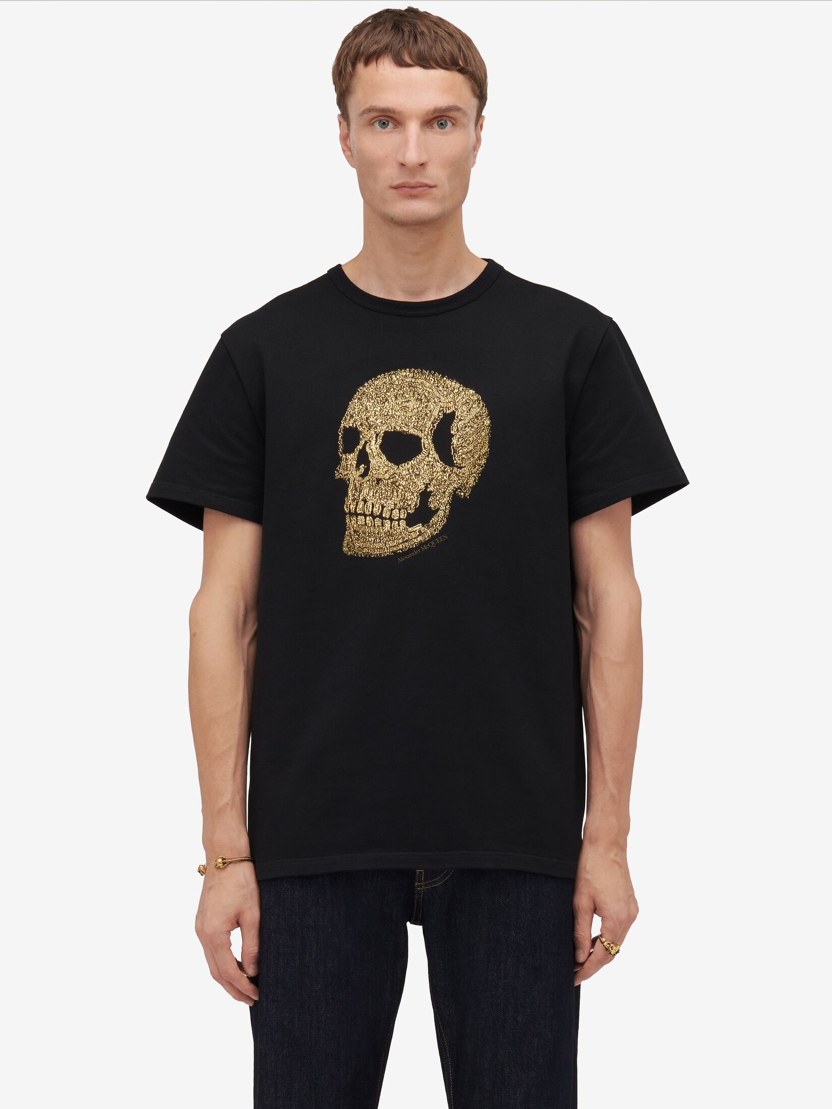 Alexander Mcqueen Skull Embellished Crewneck T-shirt In Black
