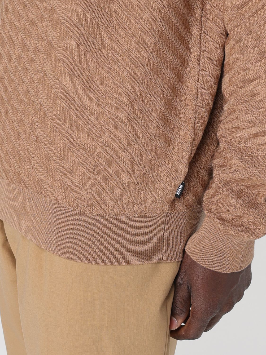 HUGO BOSS DIAGONAL-PATTERN CREW-NECK SWEATER