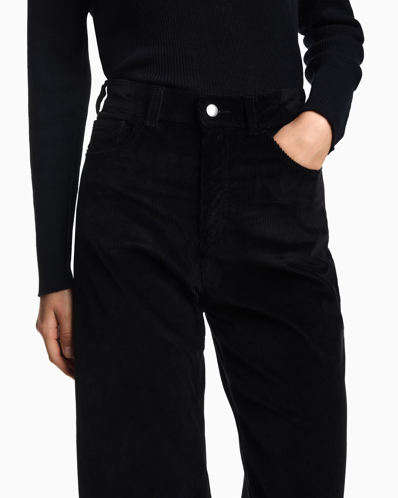 Emporio Armani J14 Regular-fit Garment-dyed Corduroy Trousers In Black