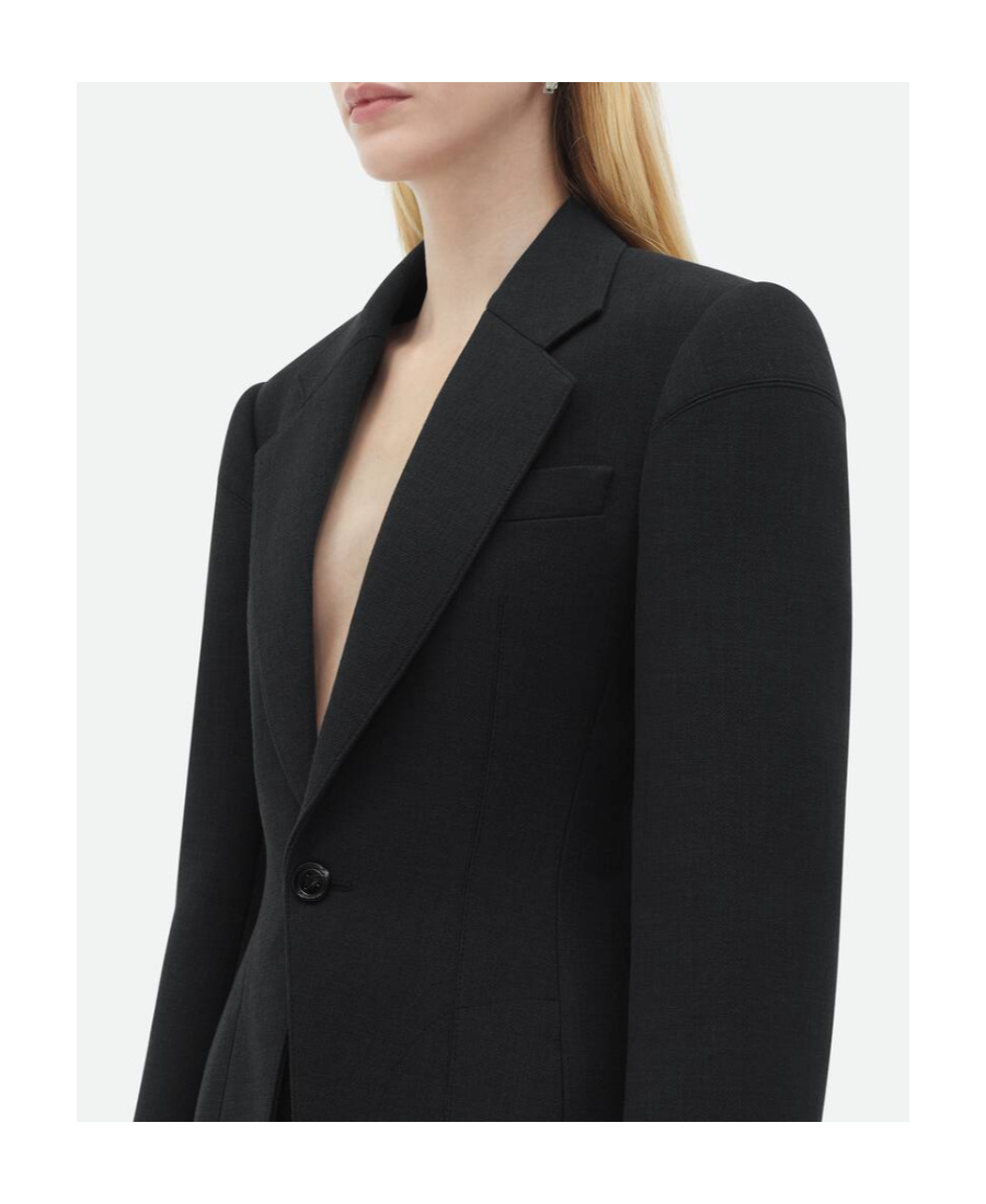 Bottega Veneta Structured Raffia Jacket For Women In Black In Black