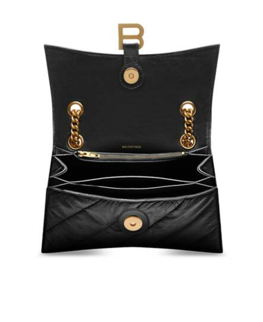 Balenciaga Hourglass S Quilted Shoulder Bag In Black