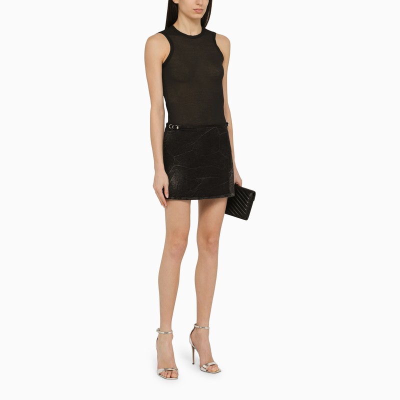 Roberto Collina White Cotton Blend Crew-neck Tank Top In Black