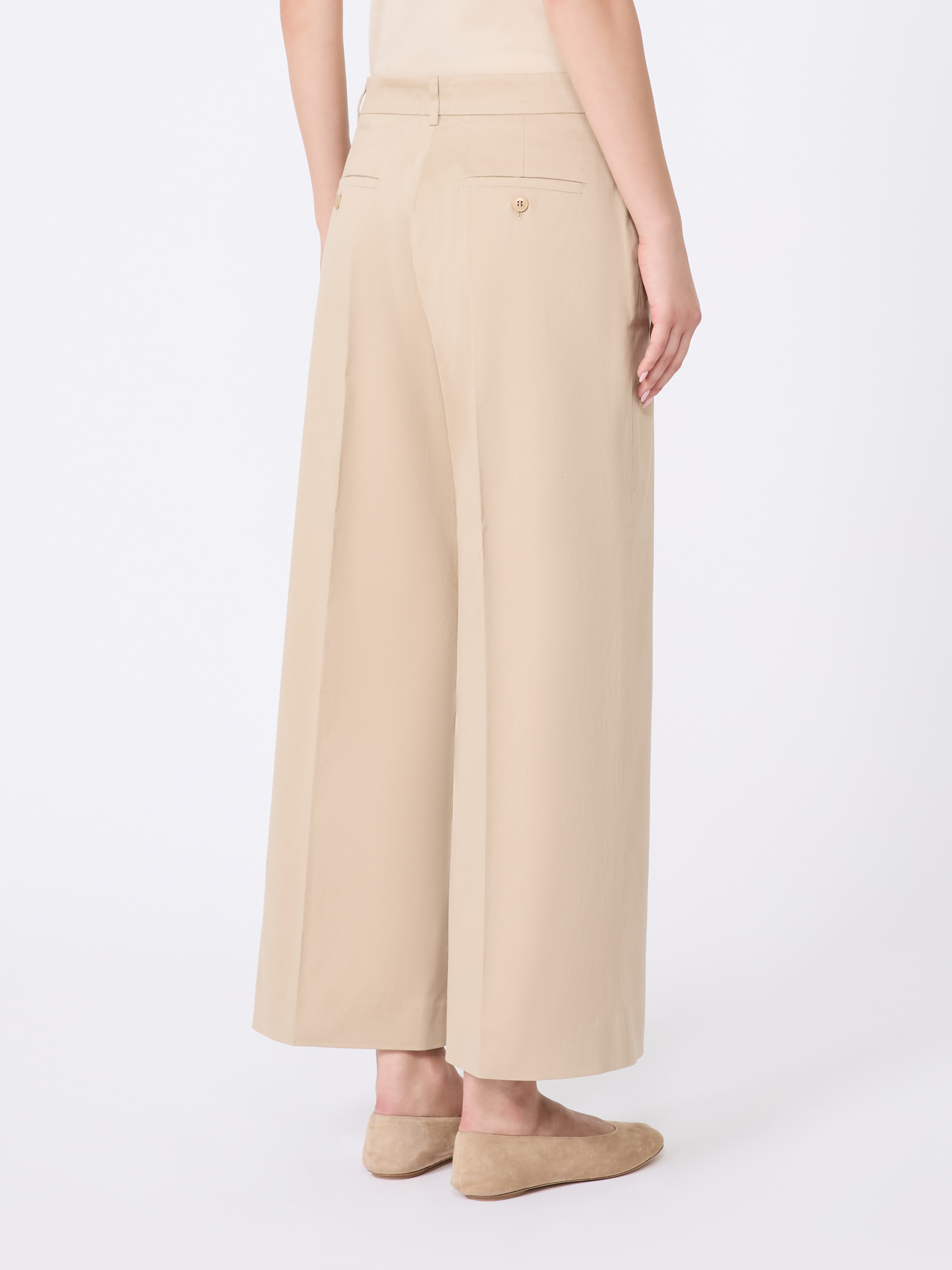 Weekend Max Mara Cotton Satin Cropped Trousers In Pink