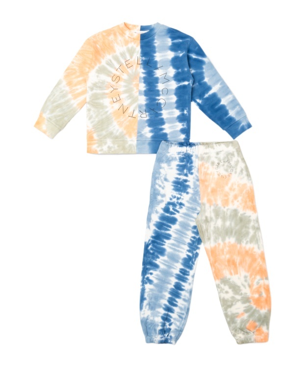 Shop Stella Mccartney Kids Tie-dye Crewneck Set In Blue