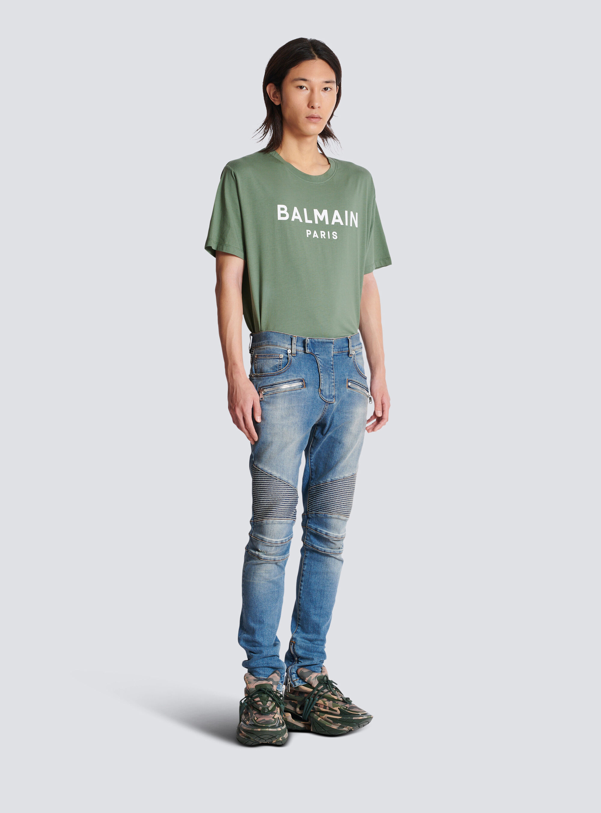 Balmain Slim Fit Jeans For Men In Gray