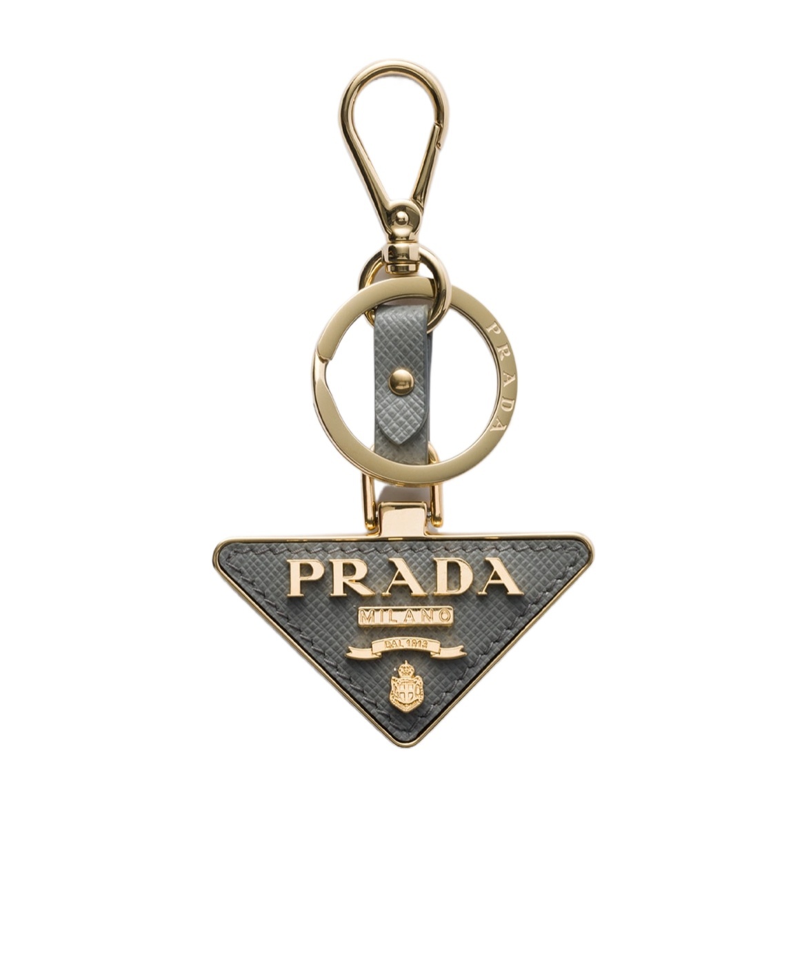 Prada Triangle-logo Keychain In Clay Ash
