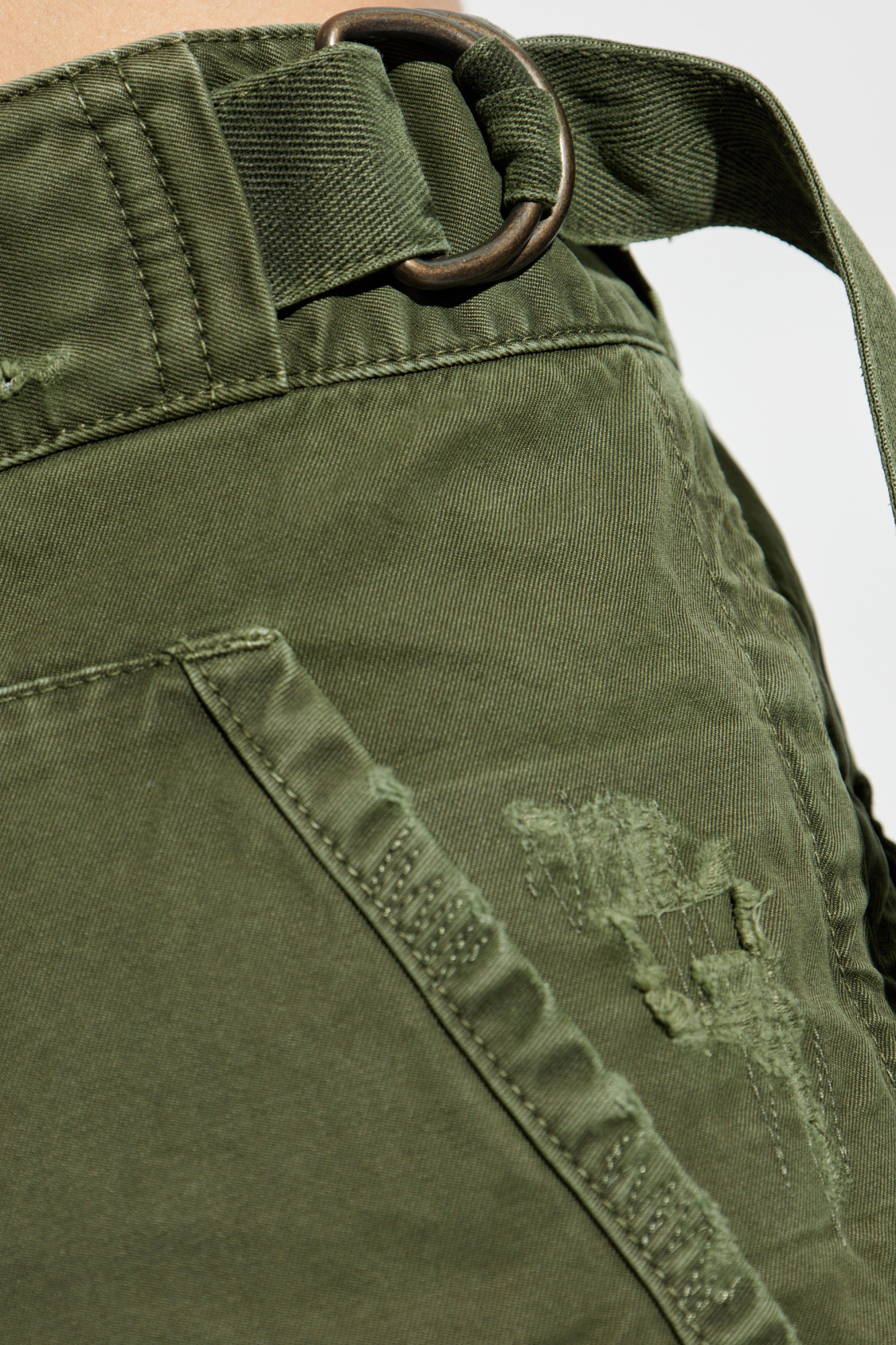 Dsquared2 Logo Patch Distressed Cargo Pants In Green