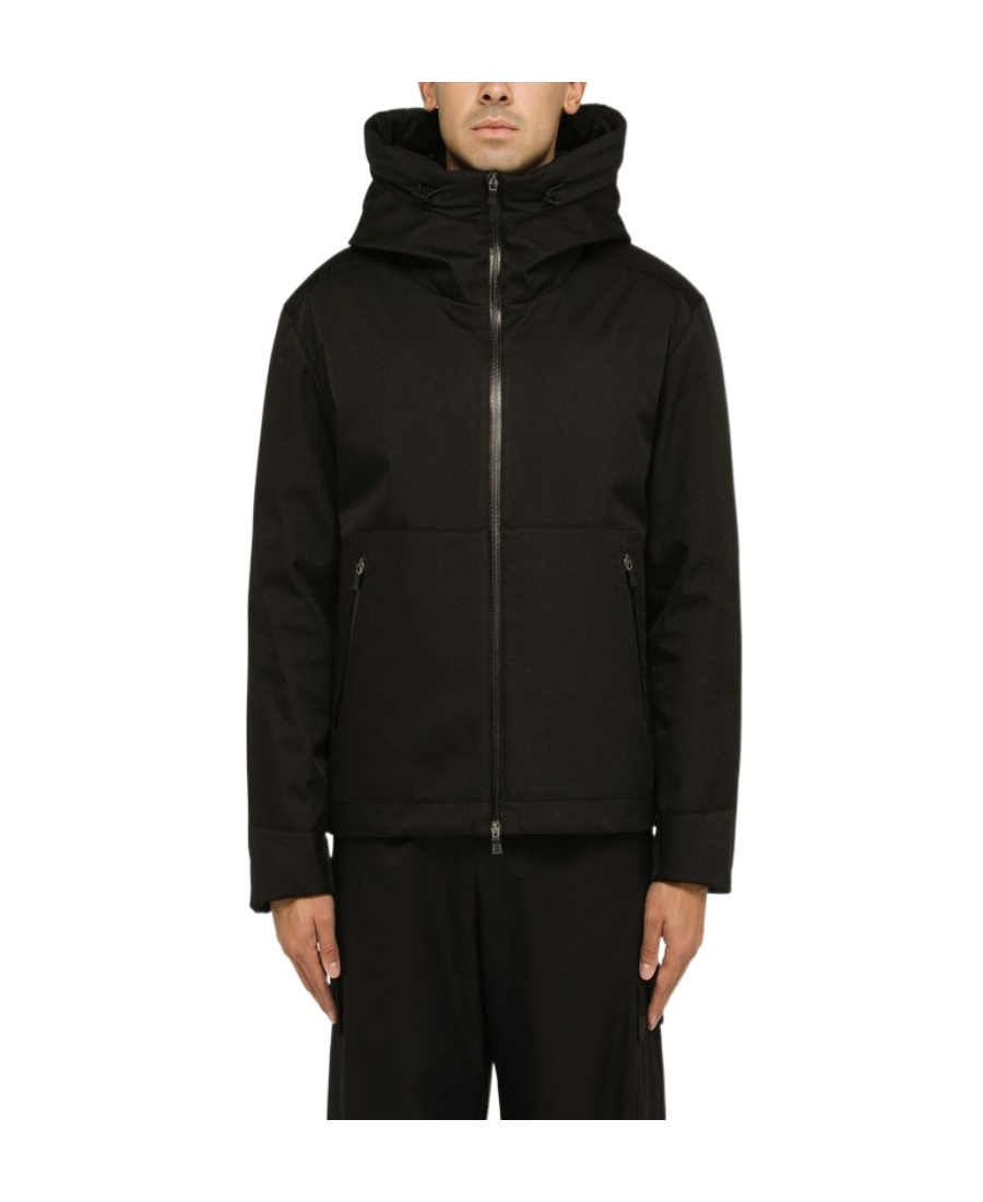 Herno Nylon Jacket With Hood And Side Pockets In Brown