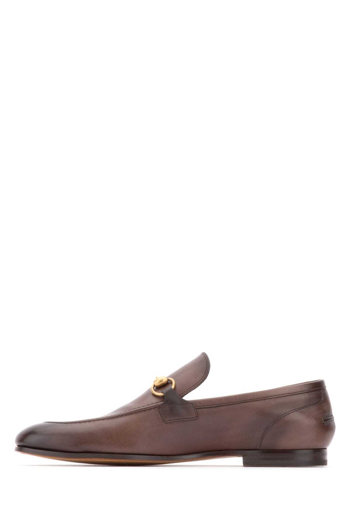 Gucci Men Jordaan Leather Loafers In Brown