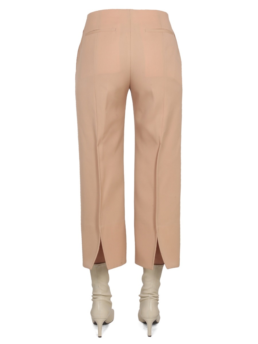 Shop Jil Sander Cropped Cotton Trousers In Nude