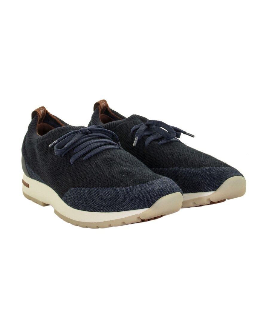 Loro Piana 360 Flexy Walk Leather-trimmed Knitted Wool Sneakers In Black
