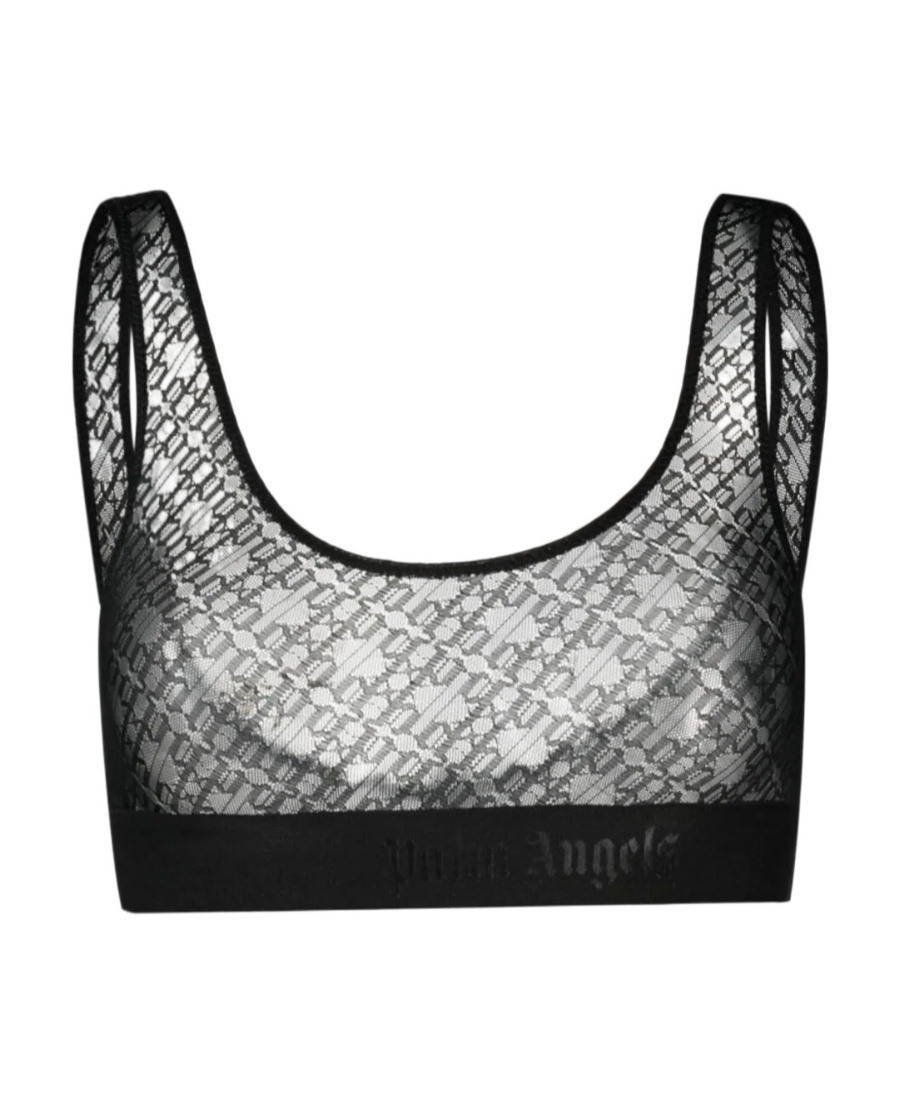 Palm Angels Lace Bralette With Stretch And Racerback In Black