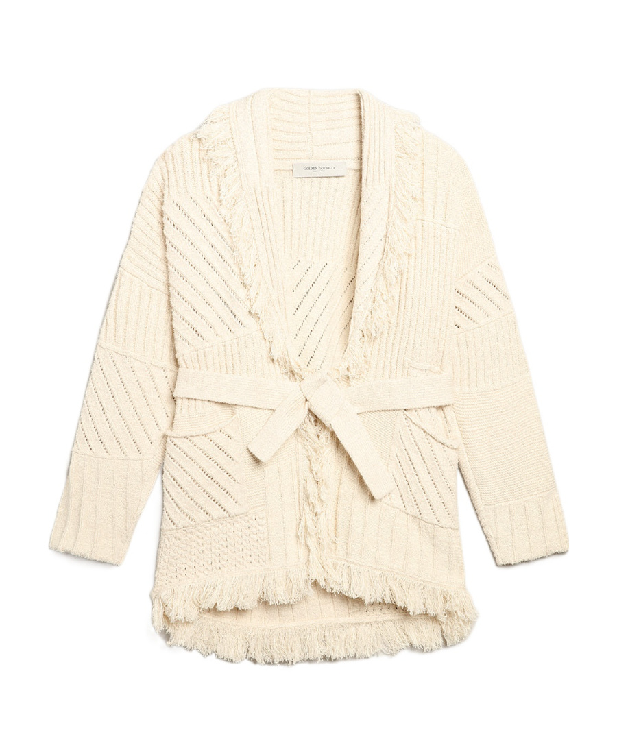 Golden Goose Tied-waist Cardigan In Nude