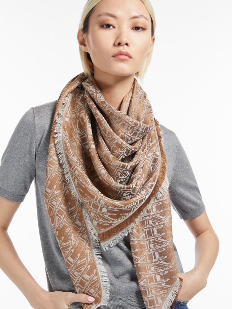 Max Mara Jacquard Scarf In Brown