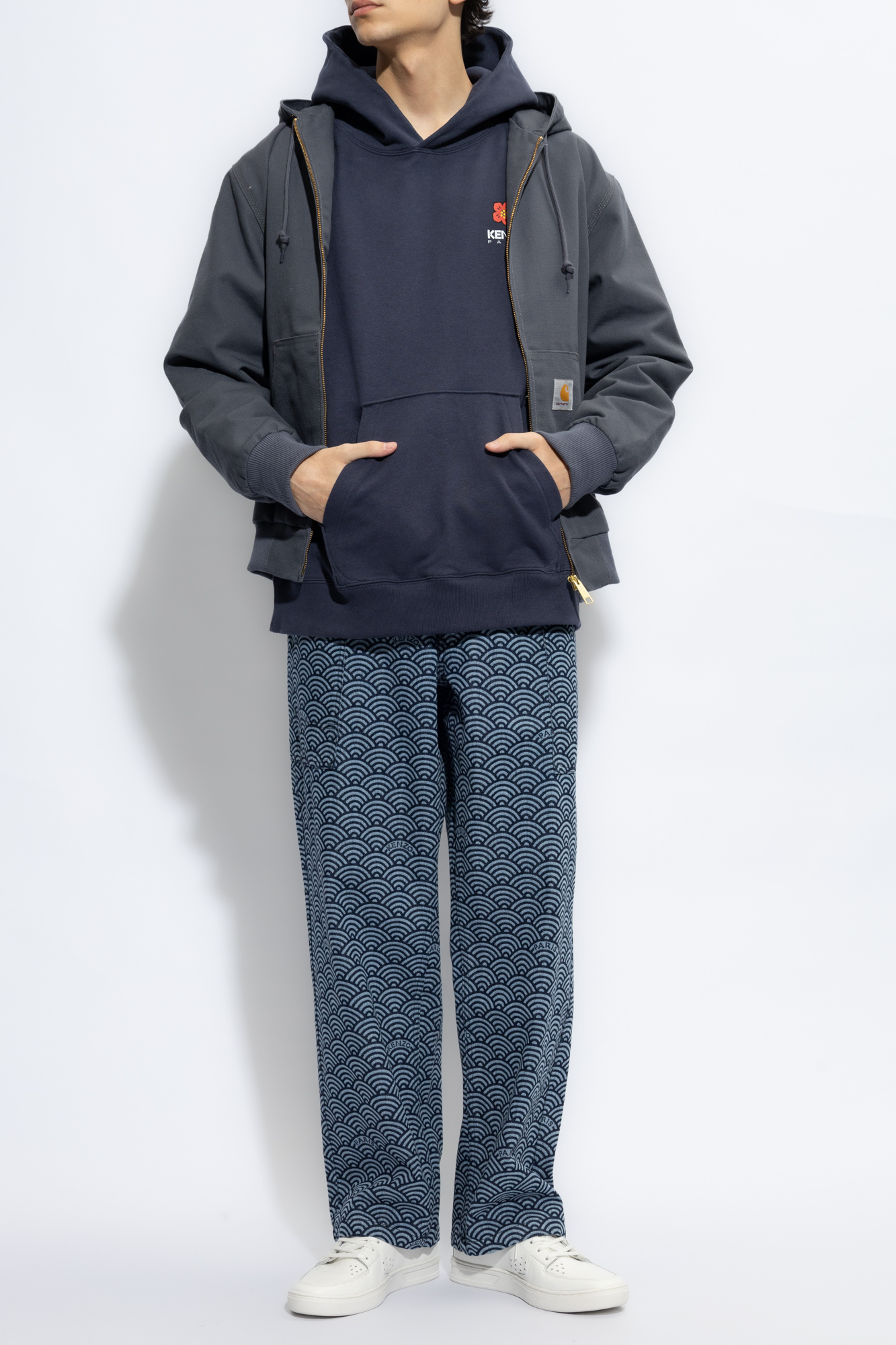 Shop Kenzo ' Seigaiha' Monkey Combat Jeans In Blue