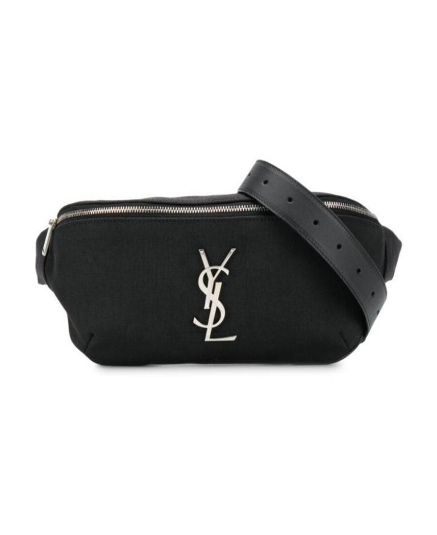 Saint Laurent Monogram Canvas Belt Bag In Black