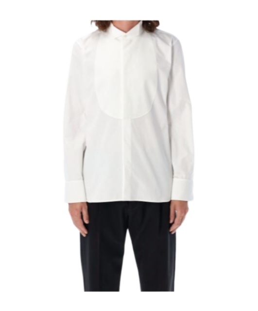 Saint Laurent Classic Relaxed Fit Smoking Shirt In White