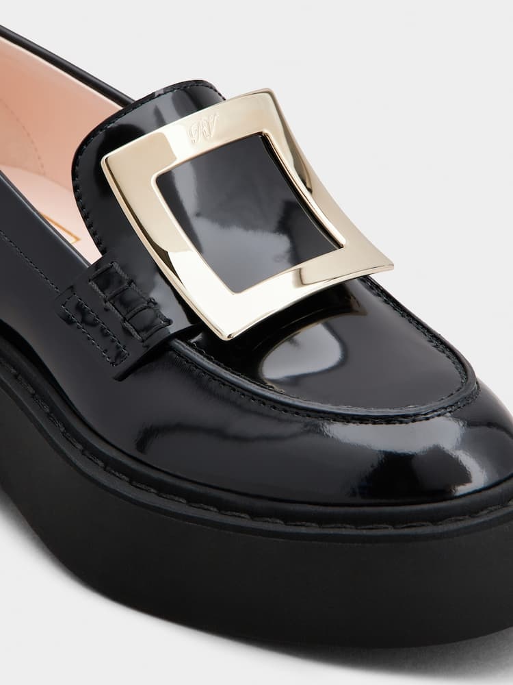 Roger Vivier 45mm Viv Rangers Patent Leather Loafers In Black