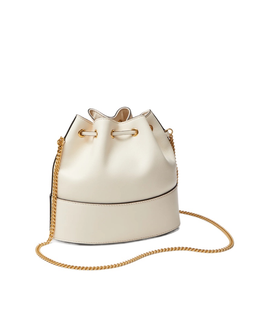 Valentino Garavani Mini Bucket Bag In Nappa With Vlogo Signature Chain Woman Light Ivory Uni In Nude