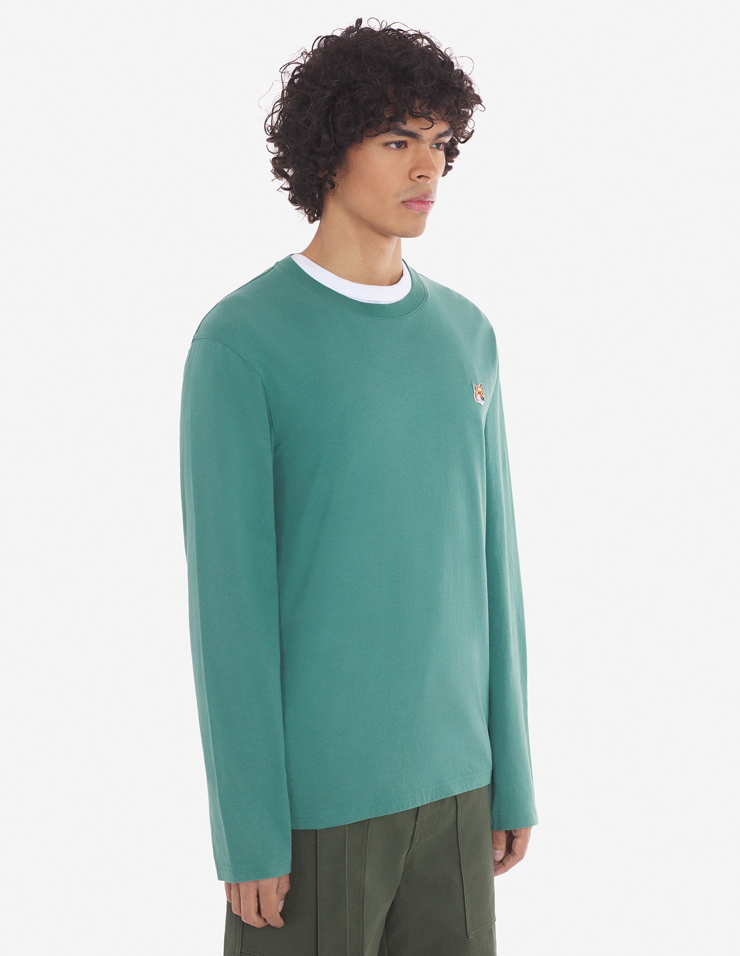 Maison Kitsuné Man Sweatshirt Emerald Green Size L Cotton In Green