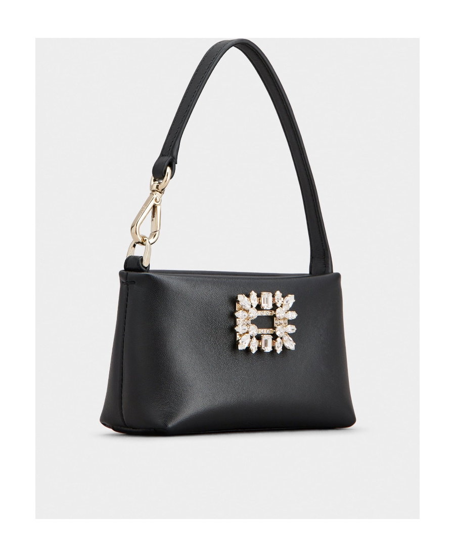 Roger Vivier Rv Nightlily Buckle Embellished Shouder Bag In Black