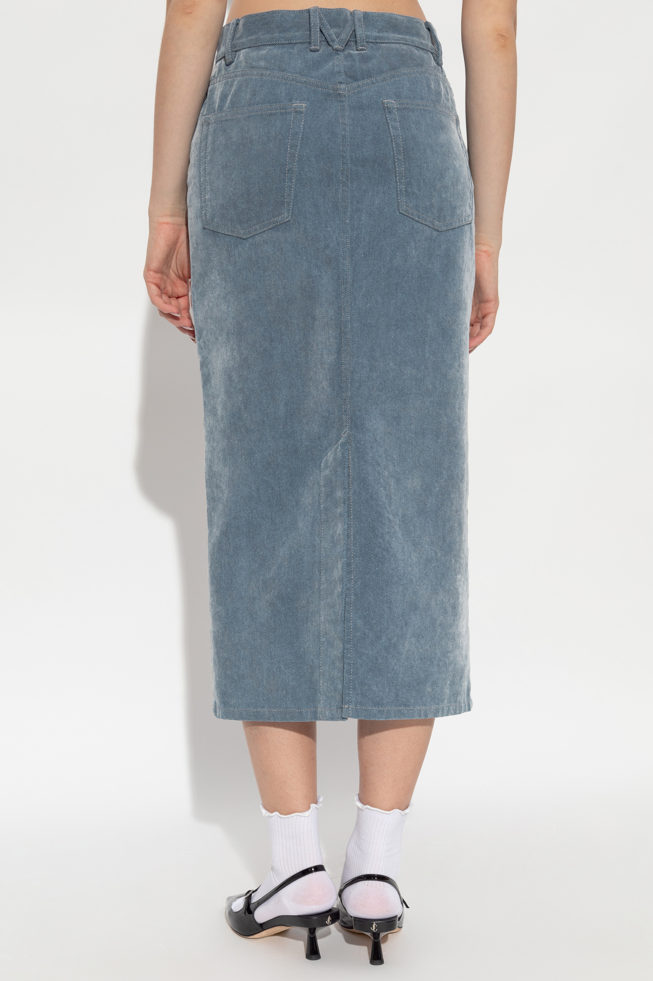 Moschino Button-fastening Denim Midi Straight Skirt In Blue