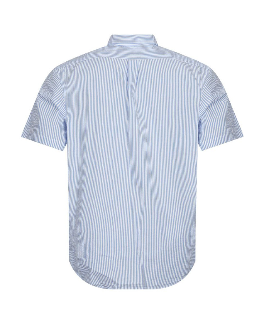 Polo Ralph Lauren Embroidered-logo Candy Stripe Shirt In Blue