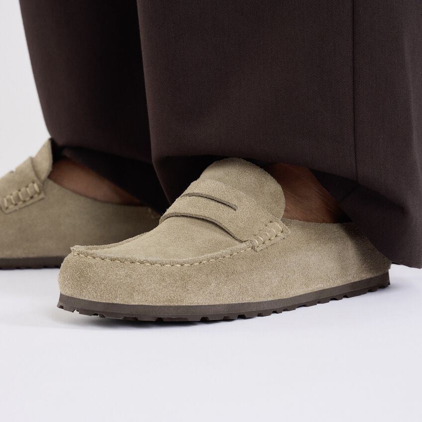 Birkenstock Mocassino Naples Wrapped Suede Calz. S Taupe In Brown