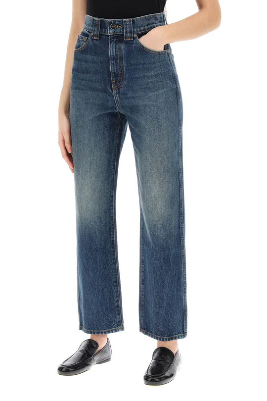 Khaite Cropped High-waist Jeans In Blue
