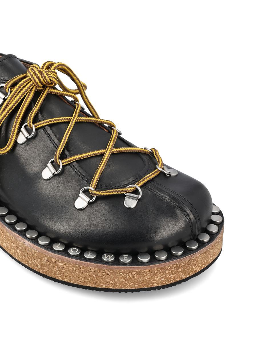 Loewe Leather Rivet Hiking Boots In Black