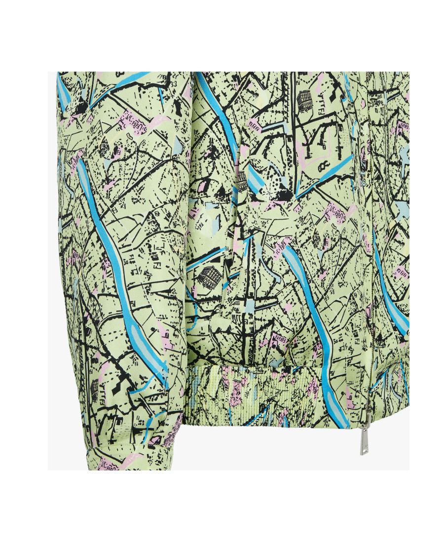 Fendi Map Reversible Long-sleeved Shirt In Green