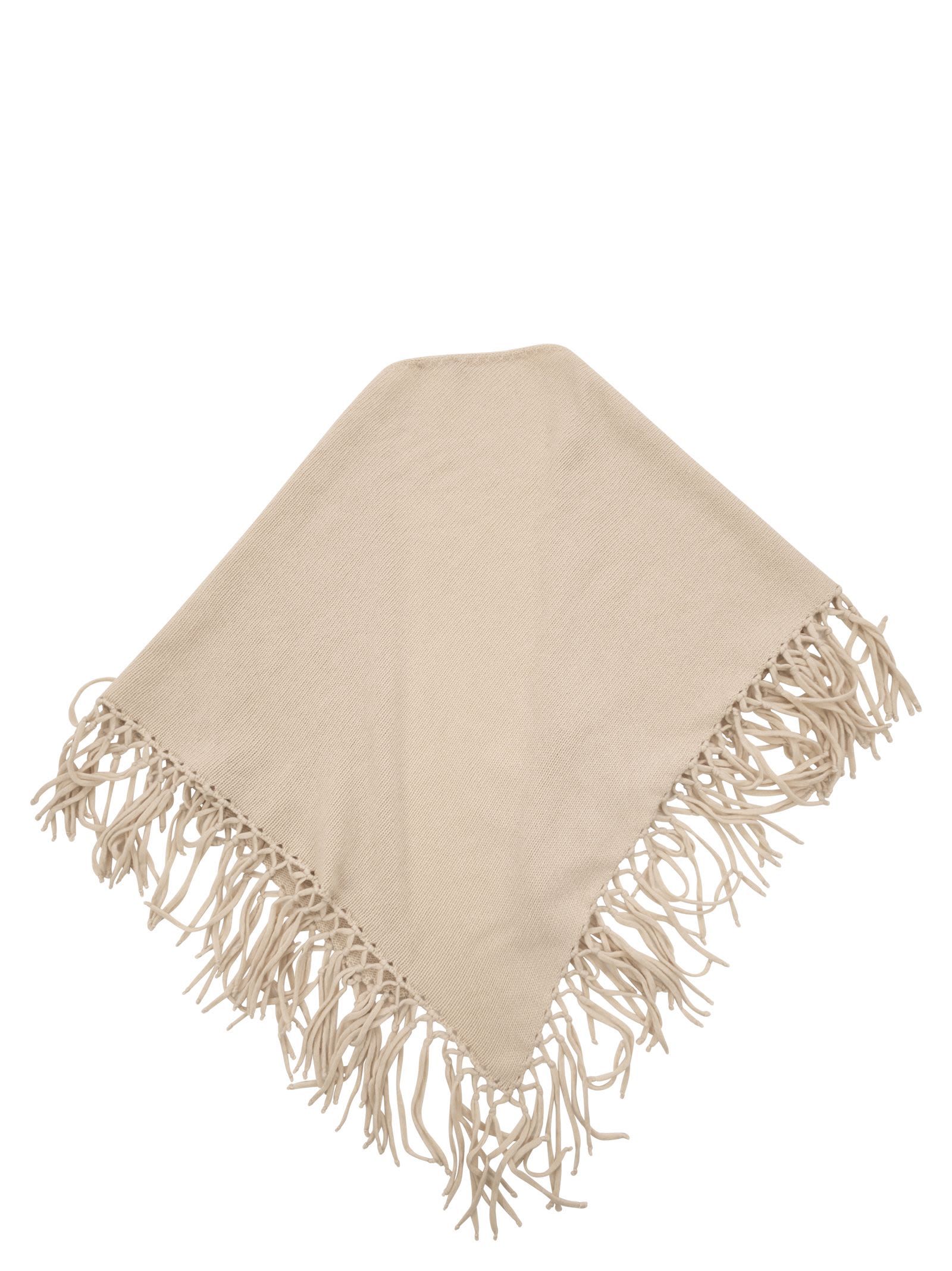 Weekend Max Mara Tornado Fringed Triangle Shawl In Brown
