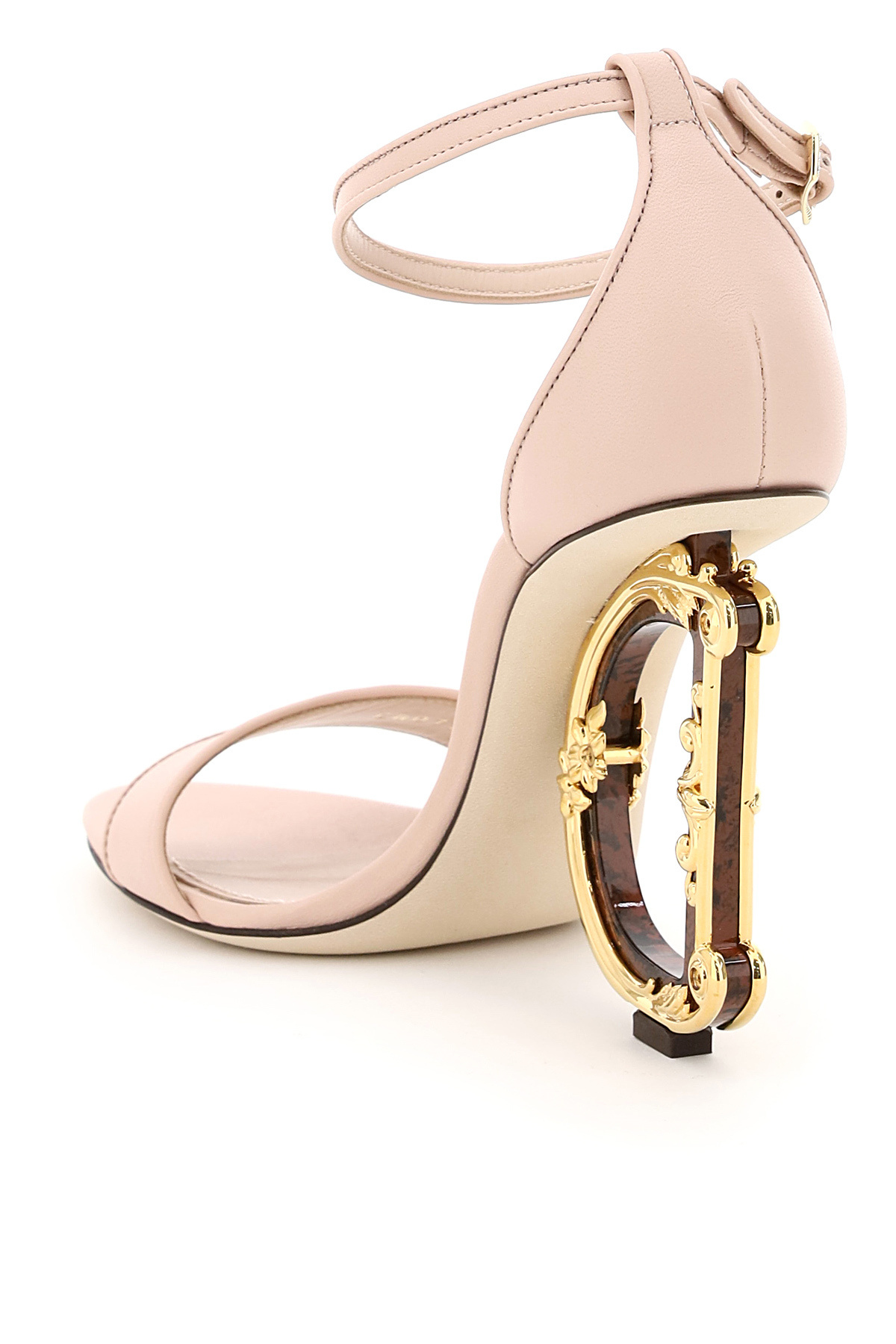 Dolce & Gabbana Logo Open-toed High-heeled Sandals In Nude
