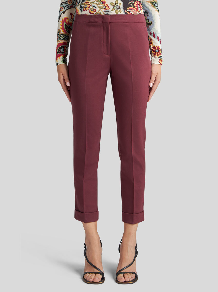 Etro Stretch Wool Pants In Red